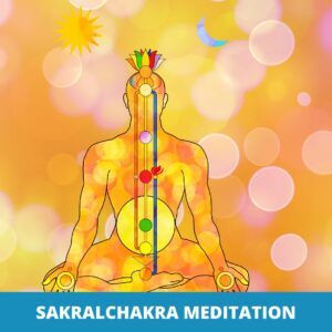 Sakralchakra-Meditation mit einem Mann, der im Lotussitz sitzt.